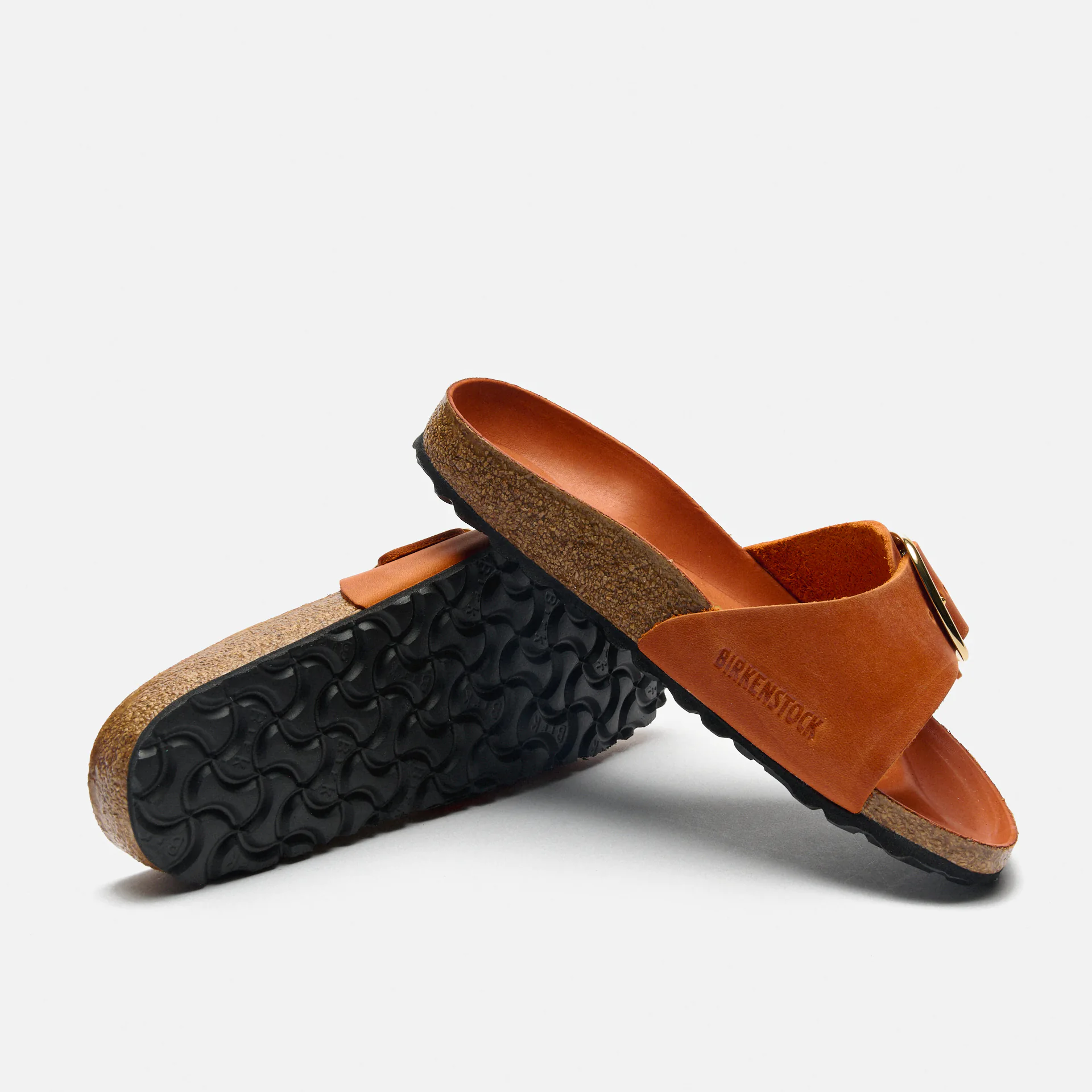 Birkenstock Madrid Big Buckle Oiled Leather Sandals Narrow Burnt Orange