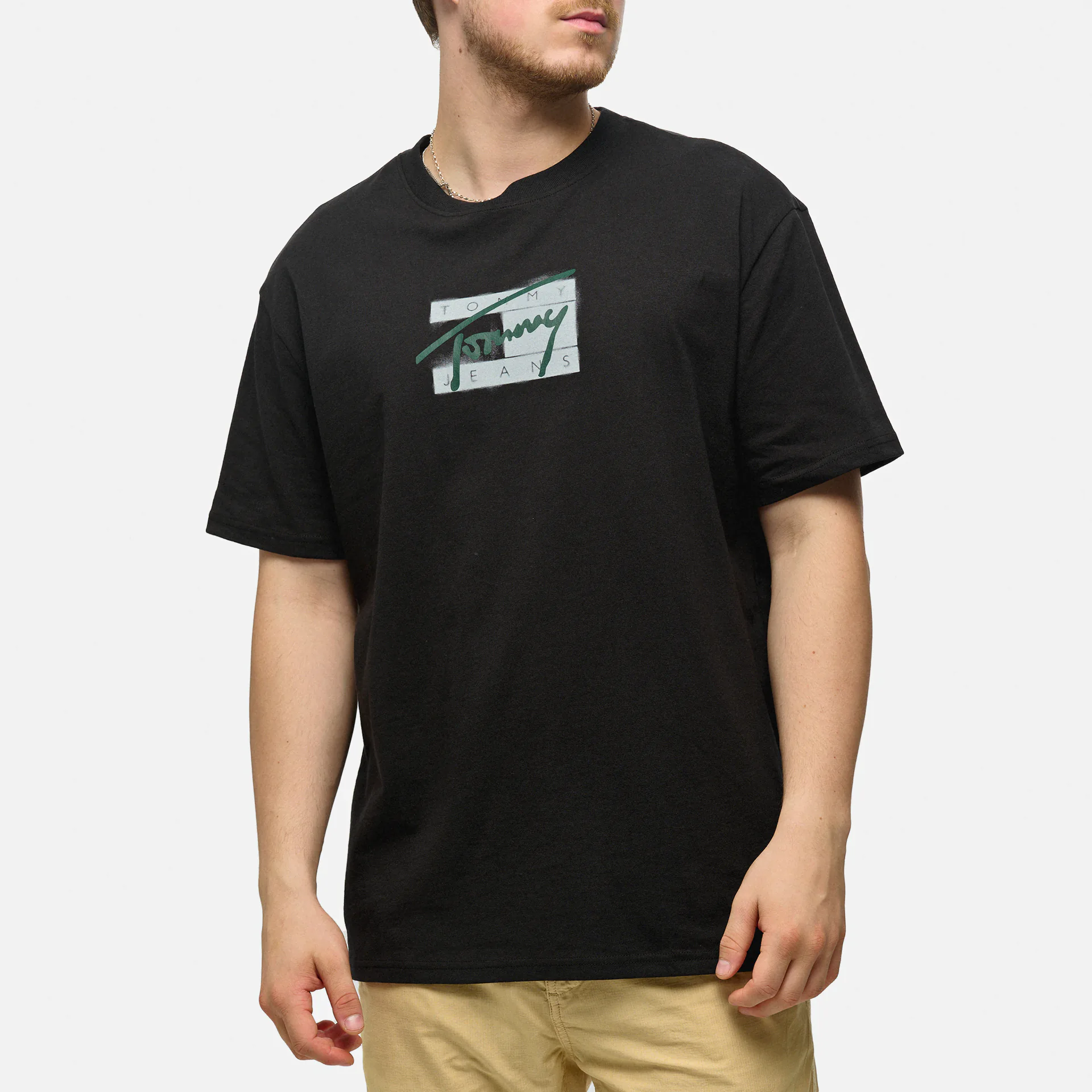 Tommy Jeans Regular Street Sig Flag T-Shirt Black